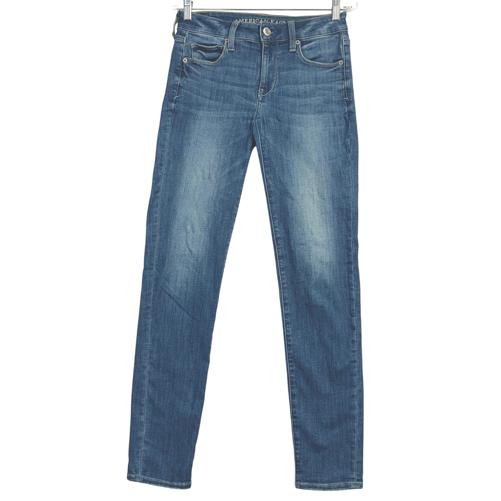 American Eagle Ne(x)t Level Stretch Skinny Jeans Blue Women's Size 6 Long